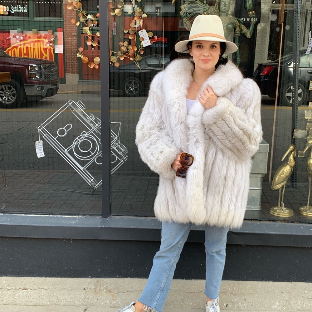 Real White Fox Fur Coat